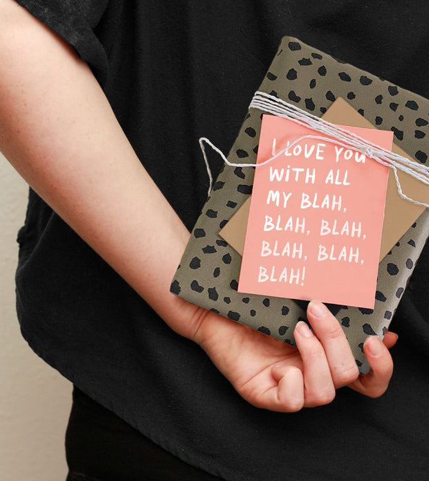 Blah, Blah, Blah Greeting Card - Light Pink Fluro