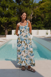 Nimbus Tie Strap Dress - Blue Vintage Floral