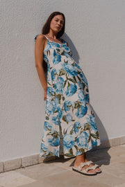 Nimbus Tie Strap Dress - Blue Vintage Floral