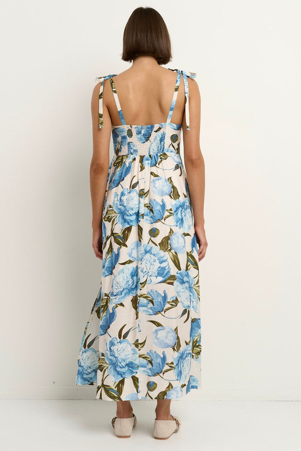 Nimbus Tie Strap Dress - Blue Vintage Floral