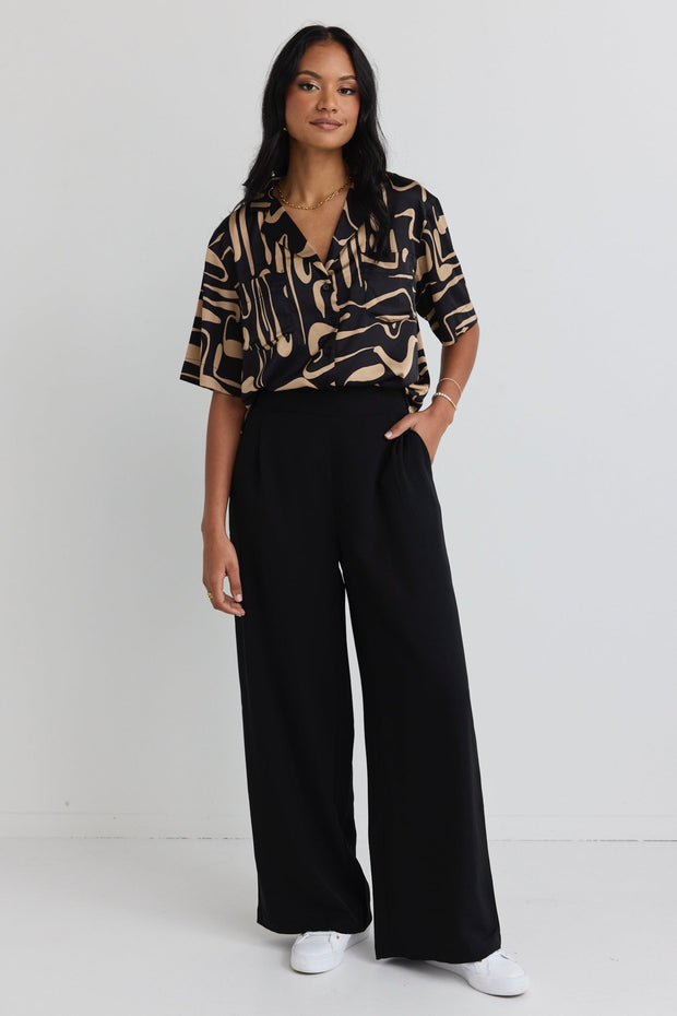 Instinctive Recycled Stretch Wide Leg Pant - Black