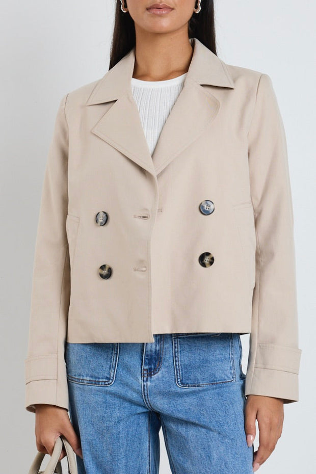 Pathway Cropped Trench Jacket - Taupe