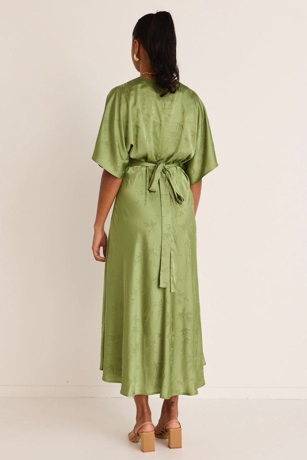 Picasso Short Sleeve Kimono Dress - Grass