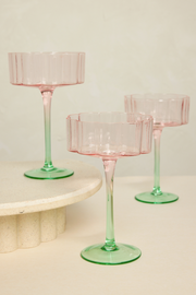 Bloom Wavy Pink Green Cocktail Glass