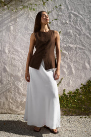 Polarity Linen Viscose Vest - Chocolate