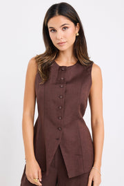 Polarity Linen Viscose Vest - Chocolate