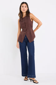Polarity Linen Viscose Vest - Chocolate