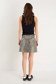 Sunny Mini Denim Skirt - Leopard Print