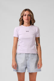 Heart Ribbed Tee - Faded Lilac