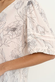 Recall Floral Pleat Top - Ivory
