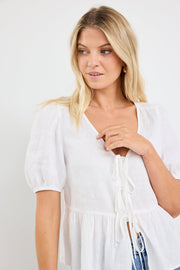 Restore Peplum S/S Top - Ivory