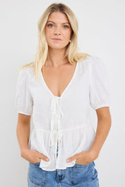 Restore Peplum S/S Top - Ivory