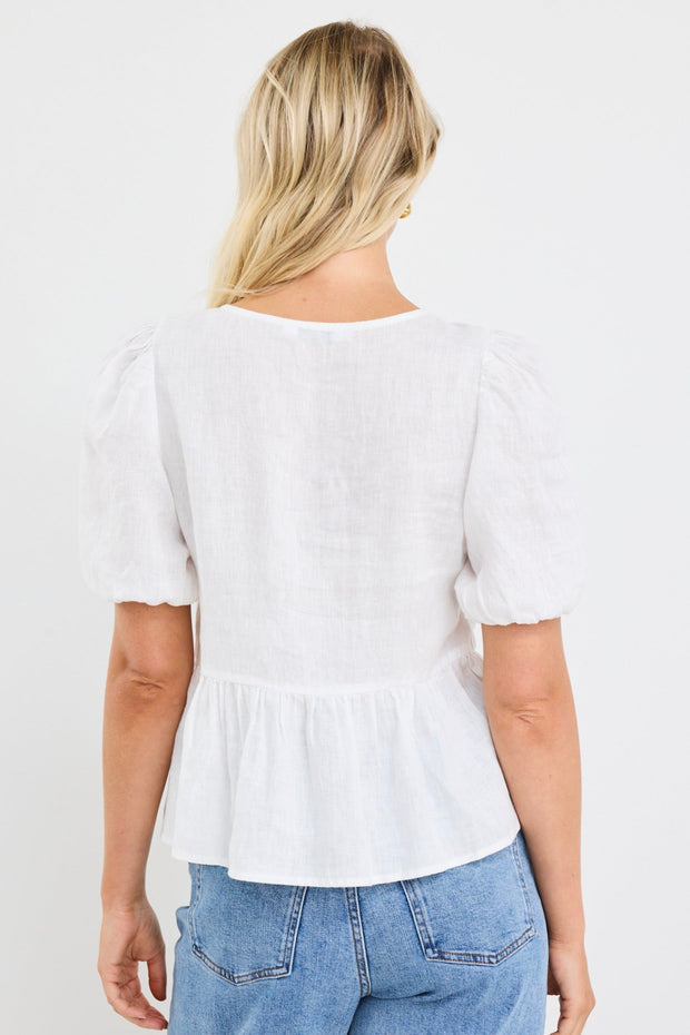 Restore Peplum S/S Top - Ivory