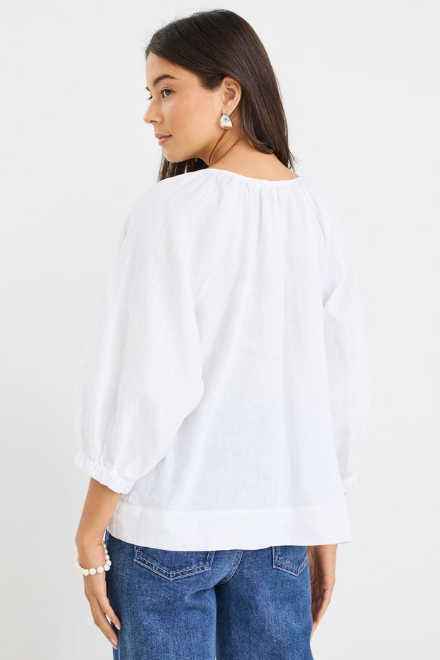Revolutionary Linen Relaxed L/S Top - White
