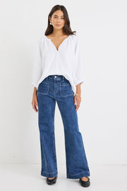 Revolutionary Linen Relaxed L/S Top - White