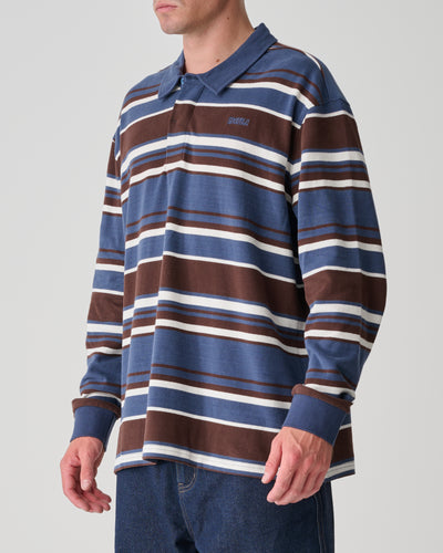 Peach Stripe Rugby Top - Navy