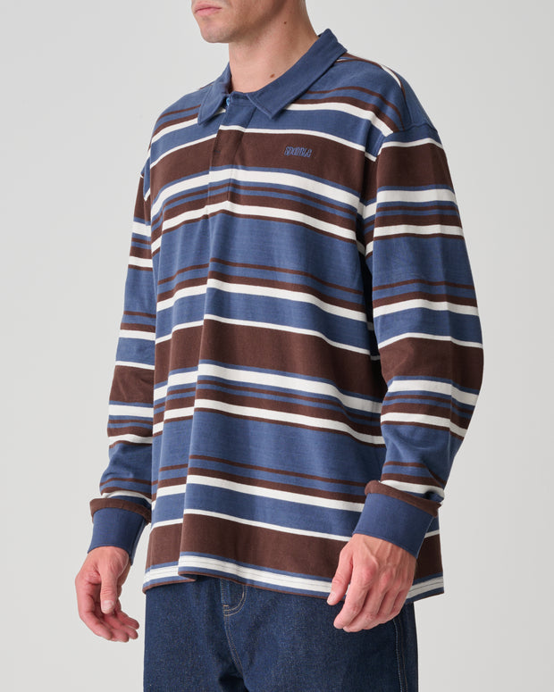 Peach Stripe Rugby Top - Navy