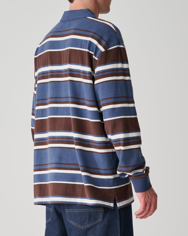 Peach Stripe Rugby Top - Navy