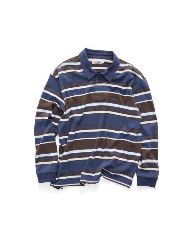 Peach Stripe Rugby Top - Navy