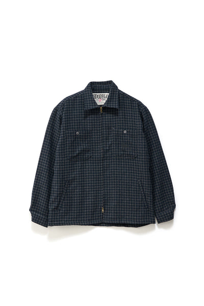 Plaid Zip Thru L/S Shirt - Indigo