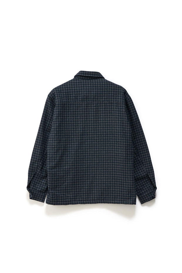 Plaid Zip Thru L/S Shirt - Indigo