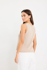 Salute Relaxed Sleeveless Knit Tank Top - Sand