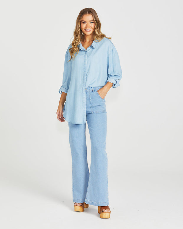 Davie Oversized Shirt - Chambray