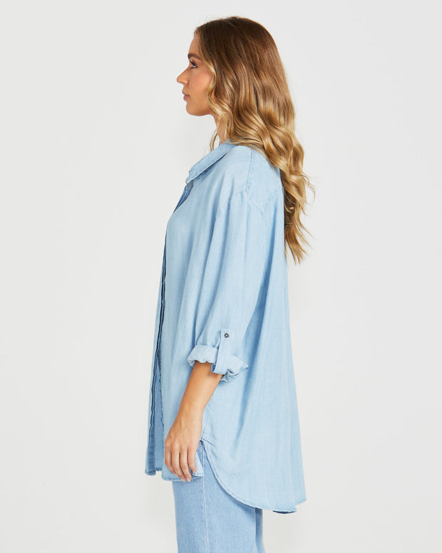 Davie Oversized Shirt - Chambray