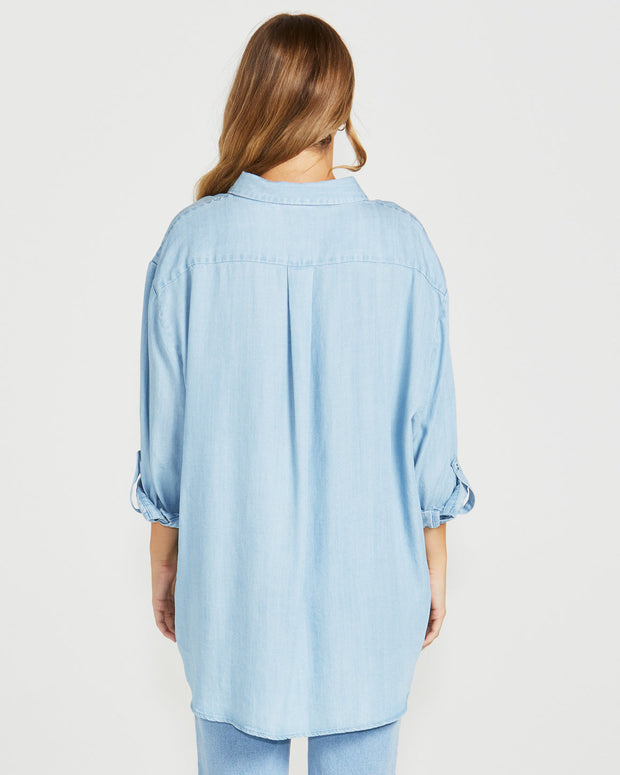 Davie Oversized Shirt - Chambray