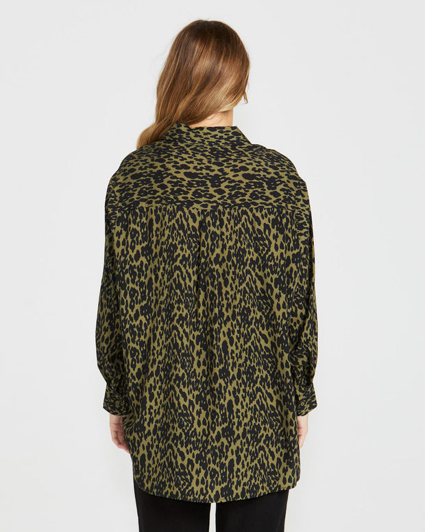 Theo Oversized Shirt - Khaki Animal