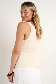 Settler V Neck Sleevless Knit Top - Ivory