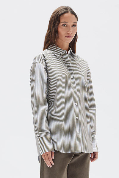 Signature Stripe Poplin Shirt - Spruce/White