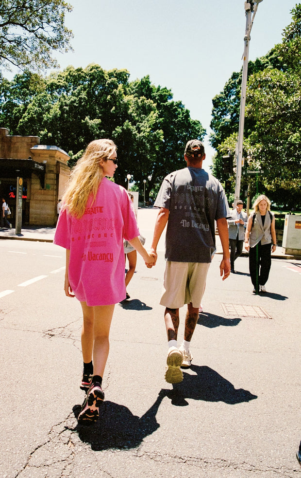 No Vacancy Tee - Charcoal Acid Wash