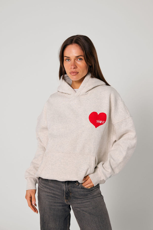 Hoodie - Grey with Red Heart