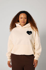 Hoodie - Butter with Black Heart