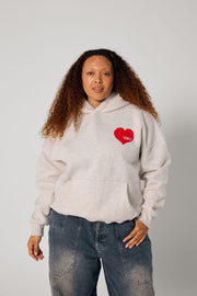 Hoodie - Grey with Red Heart