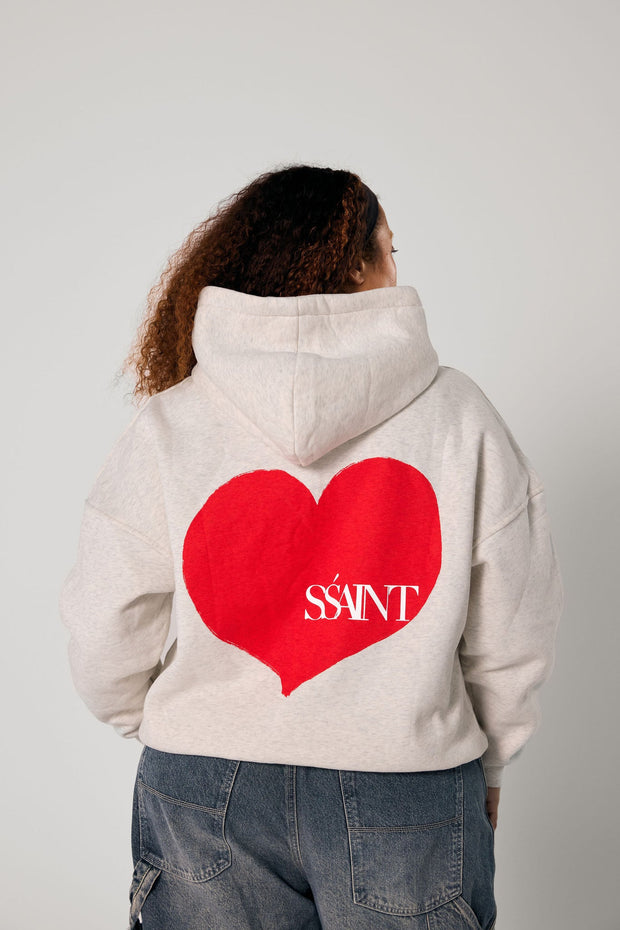 Hoodie - Grey with Red Heart