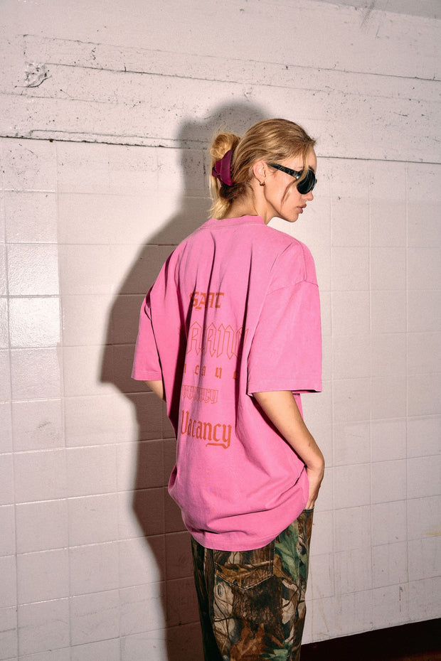 No Vacancy Tee - Acid Wash Dark Pink