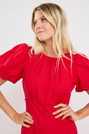 Stage Puff Sleeve Maxi Dress - Cherry
