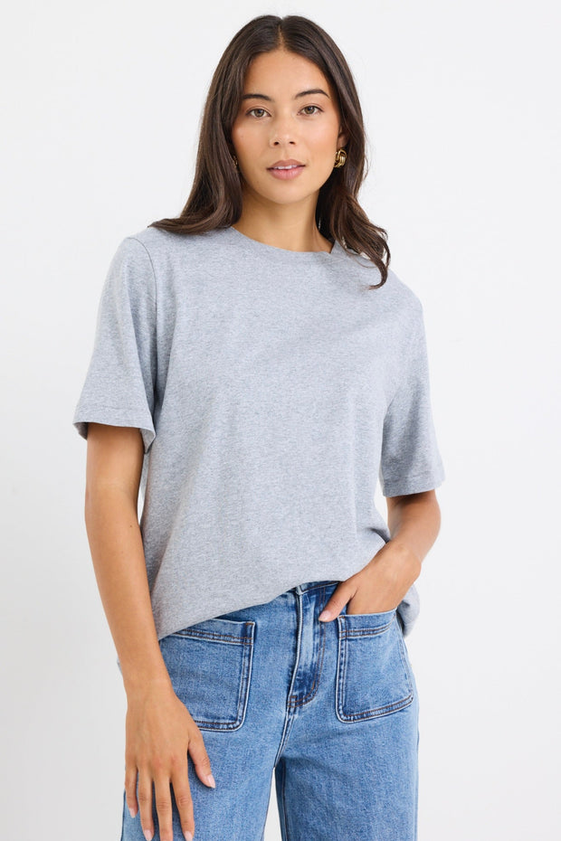 Street Crew Neck S/S Boxy Tee - Grey Marle