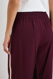 Townie Stripe Side Wide Leg - Burgundy