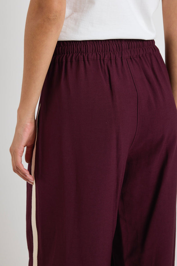 Townie Stripe Side Wide Leg - Burgundy