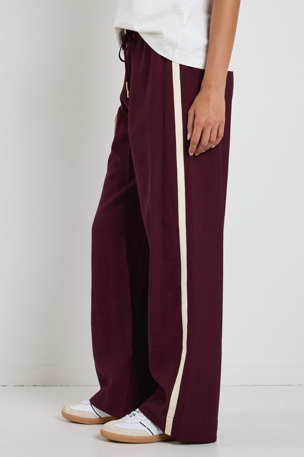 Townie Stripe Side Wide Leg - Burgundy