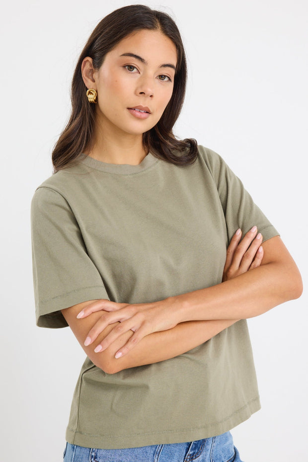 Street Crew S/S Boxy Tee - Khaki