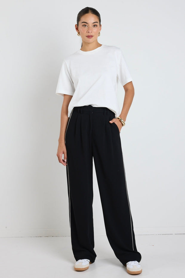 Collective Black Stripe Crepe Pants - Black