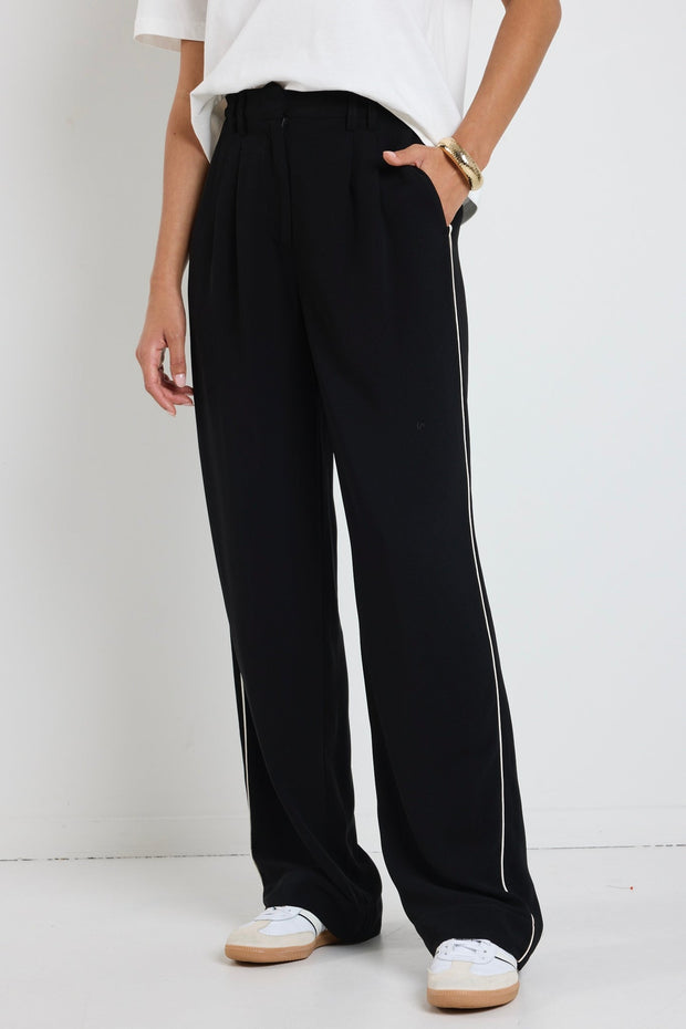 Collective Black Stripe Crepe Pants - Black