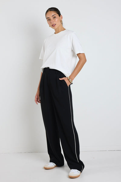 Collective Black Stripe Crepe Pants - Black