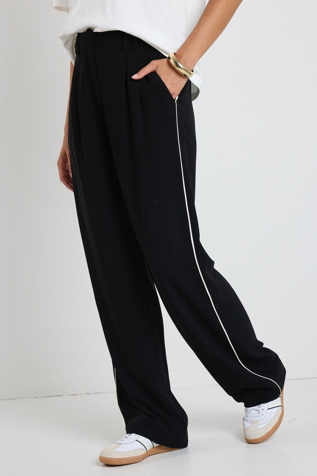 Collective Black Stripe Crepe Pants - Black