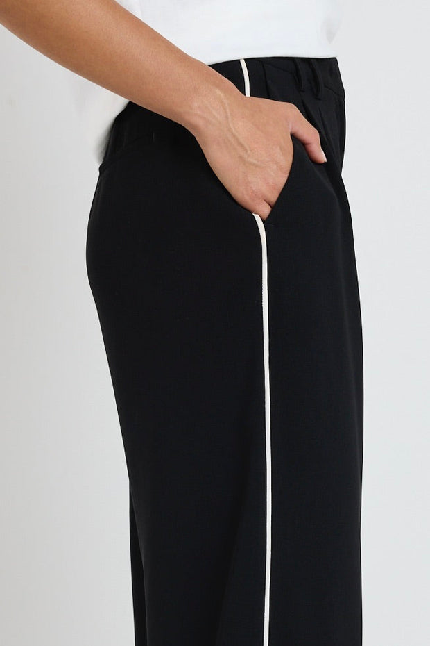 Collective Black Stripe Crepe Pants - Black