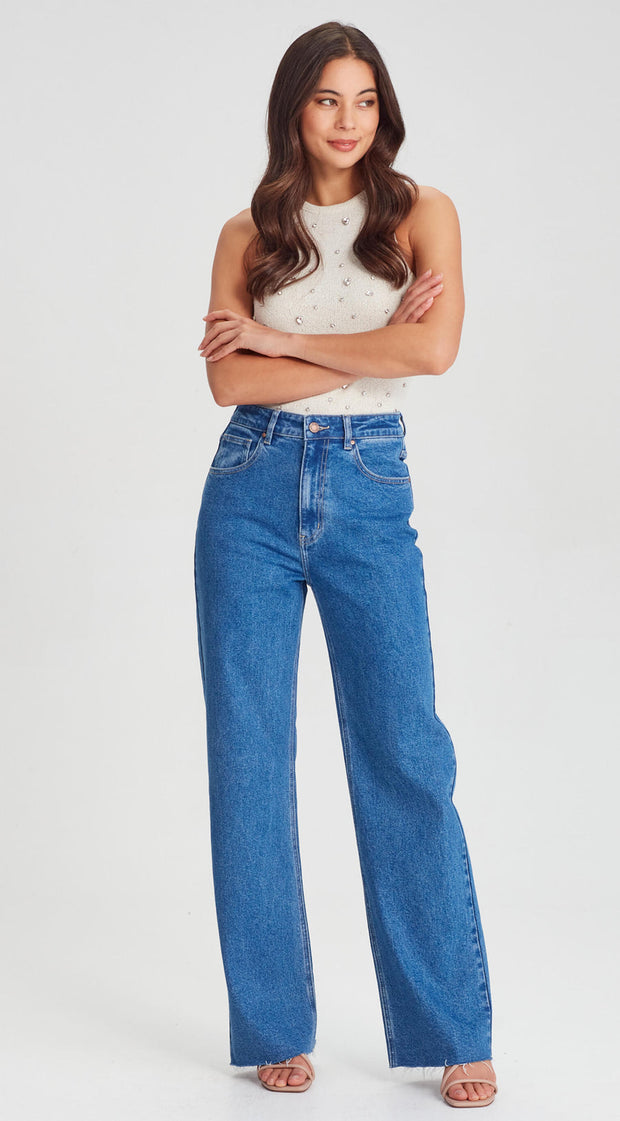 Suzie Wide Leg Jean - Sorrento Blue